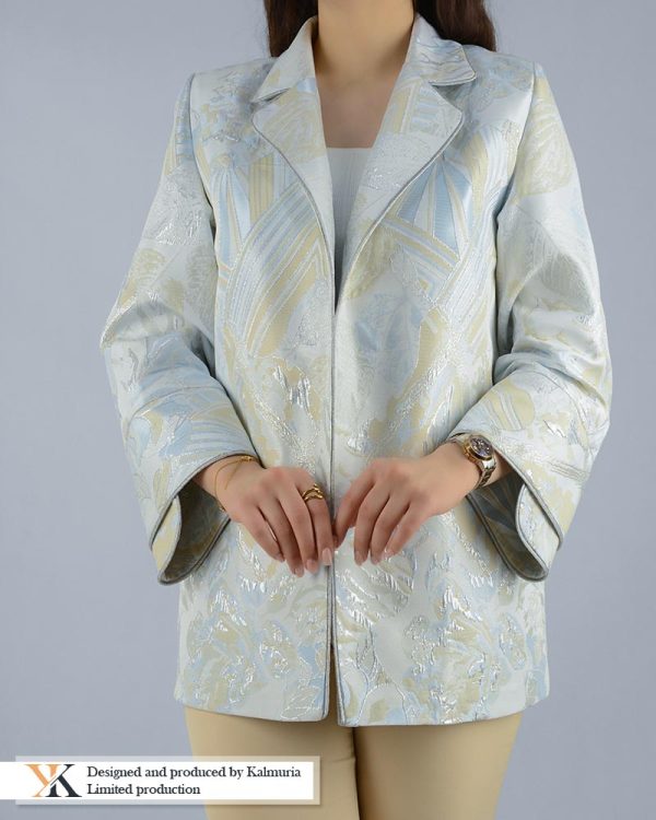 کت ژاکارد طرح برگ کرم کد KCT0015