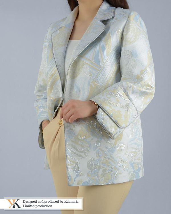 کت ژاکارد طرح برگ کرم کد KCT0015