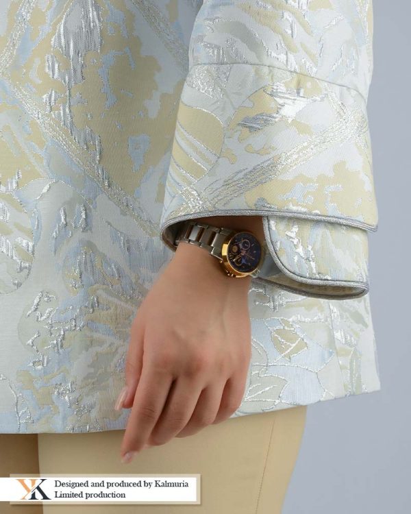 کت ژاکارد طرح برگ کرم کد KCT0015