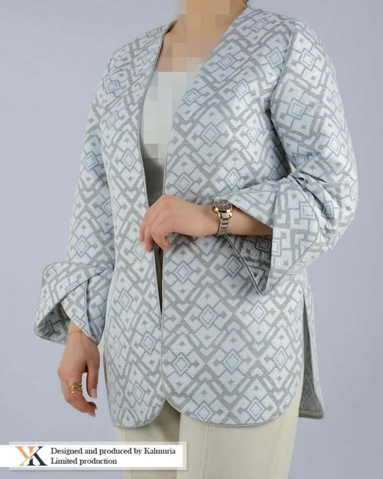 کت کوکدوزی طوسی طرح لوزی کد KCT0014