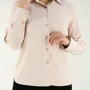 شومیز زنانه آستین بلند کرم کد KBL0010