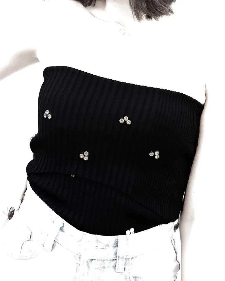 تاپ زنانه مدل دوبل نگینی کدKCR0018